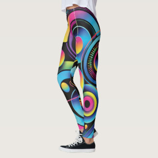 Leggings Futuriste Néon Abstrait Féminin