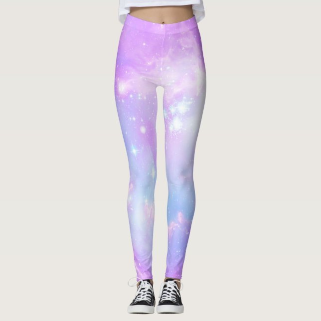 Leggings Galaxie de rose en pastel (Devant)