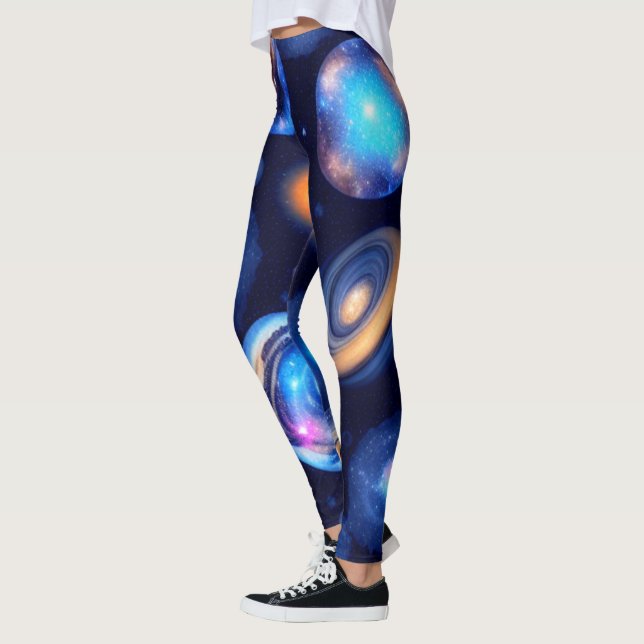 Leggings Galaxy Planètes Ciel noir (Gauche)