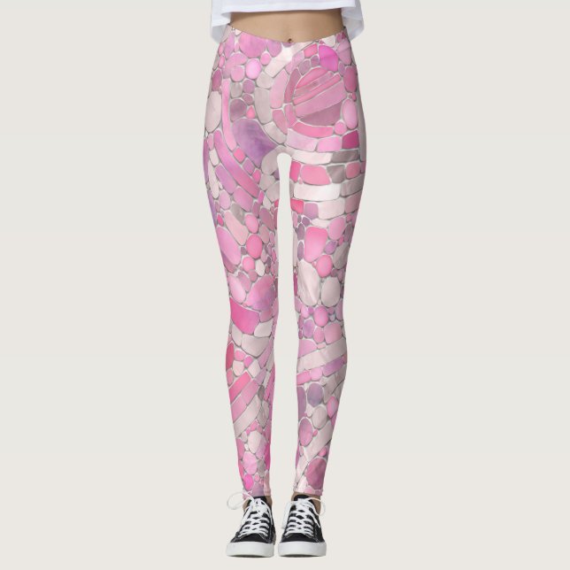 Leggings Galets Mosaic Art - Rose rose pâle (Devant)