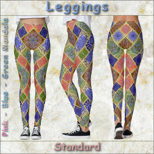 Leggings GAMMES - Design Mandala rose-bleu-jaune-vert