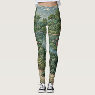 Leggings Gardien des zones humides : Crocodile brodé
