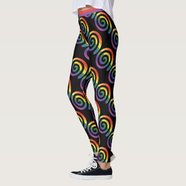 Leggings Gay LGBTQ Rainbow Pride Motif circulaire (Gauche)