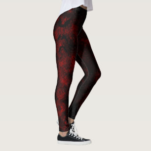 Leggings Gefärbte Krawatte Bat in Rot und Schwarz