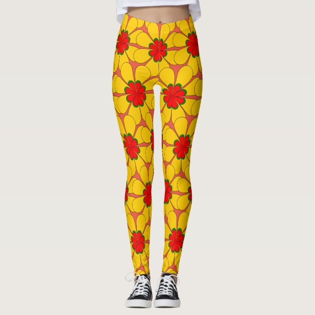 Leggings - Gelbe Blumen (Vorderseite)