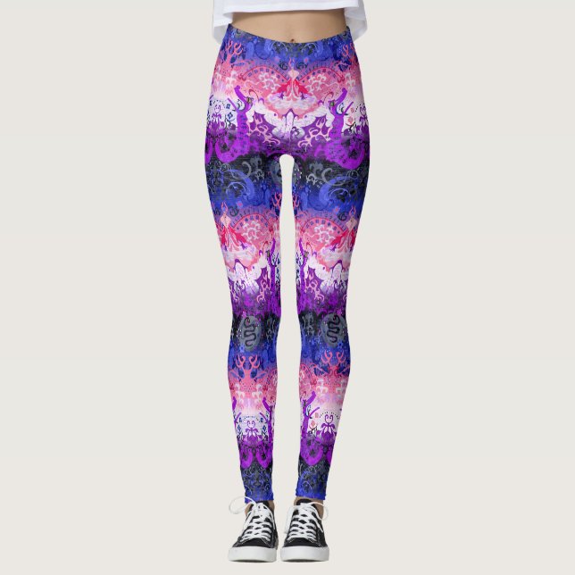Leggings Genderfluide Dragon Damask - Genderfluide Fierté D (Devant)