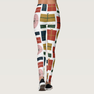 Leggings Geo rouge vert rose personnalisé à Noël