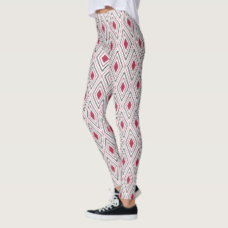 Leggings Géométrie de diamant rouge noir et blanc