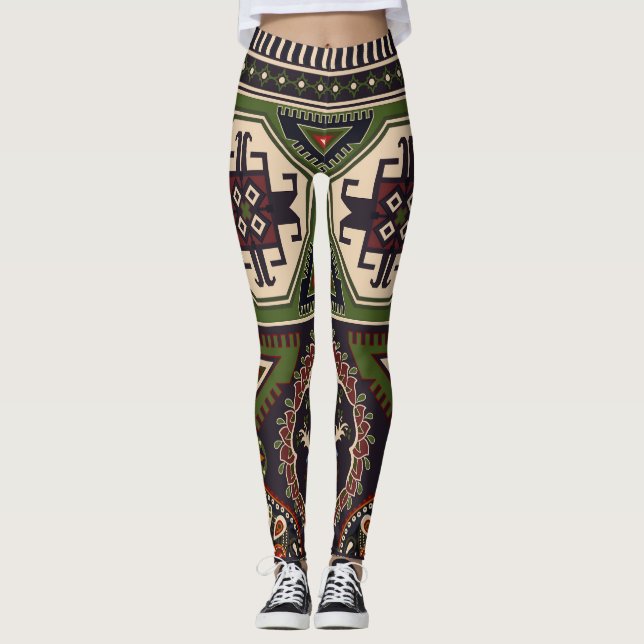Leggings Géométrie folklorique : papier peint ethnique colo (Devant)