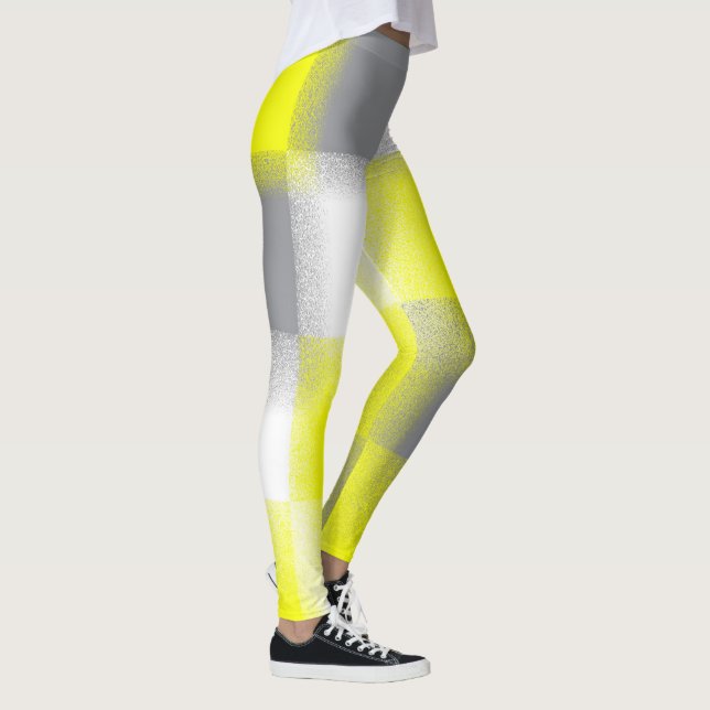 Leggings Géométrie funky Art Abstrait gris jaune blanc (Droite)