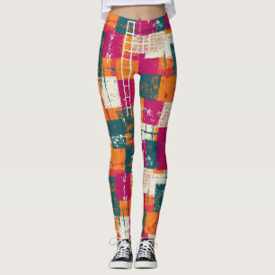 Leggings Géométrique Abstrait Gras - Texture de Pinceau Gru