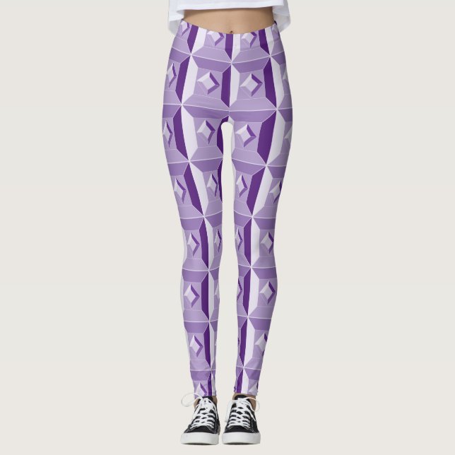 Leggings géométriques en diamant violet (Devant)