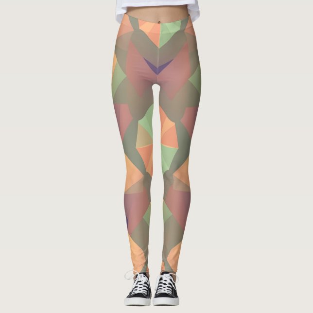 Leggings géométriques vibrants - Des Artistiques s (Devant)