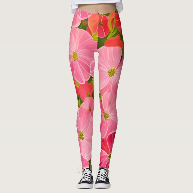 Leggings Géranium - la fleur guérit le champ aurique (Devant)