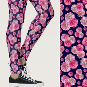 Leggings Gerbera marguerite rose motif floral