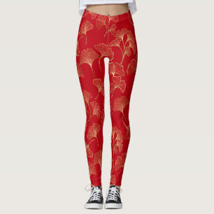 Leggings Ginkgo d'or d'automne en rouge pour un cadre de vi
