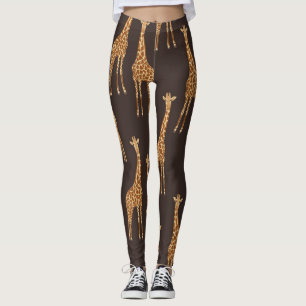 Leggings Giraffes Dark : Vintage Abstrait sans joint.