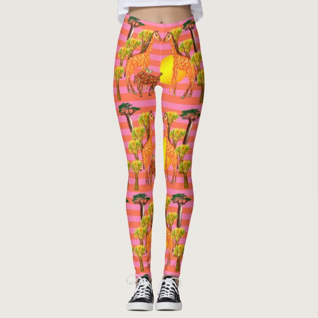 Leggings Giraffes et jambières de chameaux (Devant)
