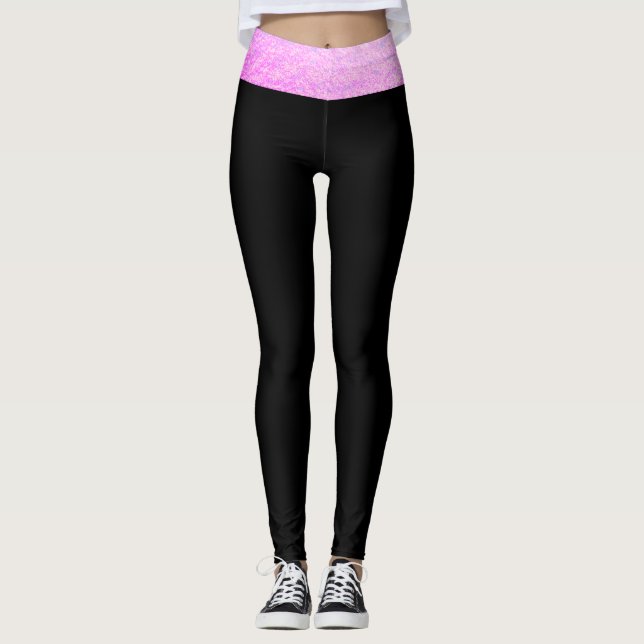 Leggings Girly mignon de taille rose noire d'étincelle de (Devant)