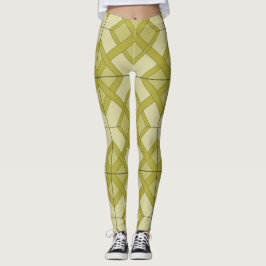 Leggings - Gittermuster in Gelb-Grün