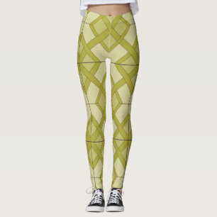 Leggings - Gittermuster in Gelb-Grün