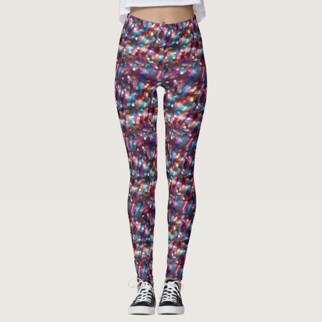Leggings Glam Abstrait Purple Gold Sparkle Disco Parties sc (Devant)