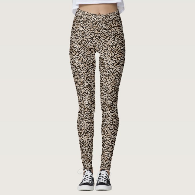 Leggings Glam Gold Empreinte de léopard (Devant)