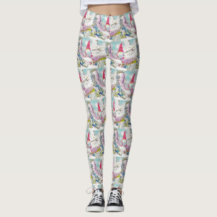 Leggings Gnomes dans la peinture à l'aquarelle de la neige