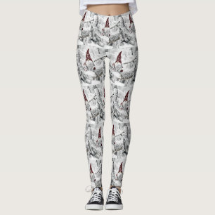 Leggings Gnomes dans la peinture à l'aquarelle de la neige