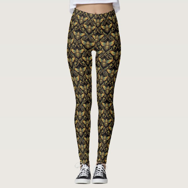 Leggings Gold Art Nouveau Bees (Devant)