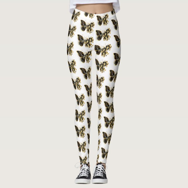 Leggings Gold flower Butterfly with Black Orchid (Devant)