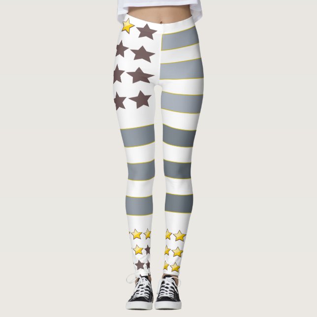 Leggings Gold Stars Silver Stripes (Devant)