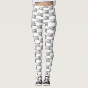 Leggings Gold Stars Silver Stripes