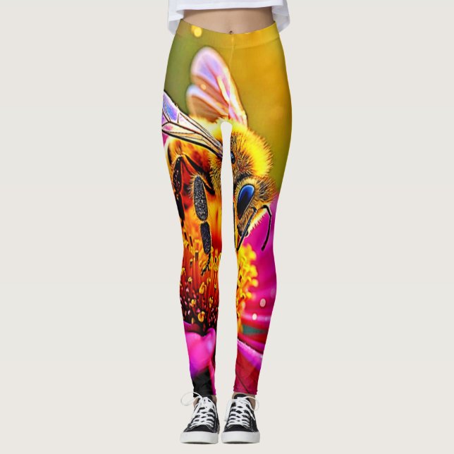 Leggings Golden Bee Flower Magic Design (Devant)