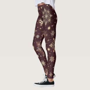 Leggings Golden Frost : Festive Snowflake Wonderland