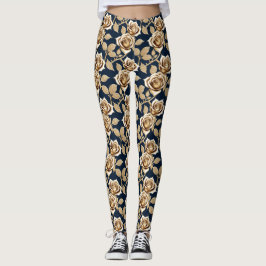 Leggings Golden Roses With A Metallic Finish