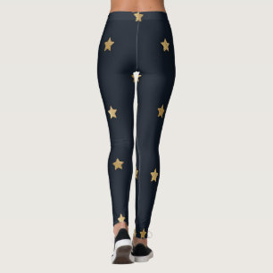 Leggings Golden Stars on Midnight Black