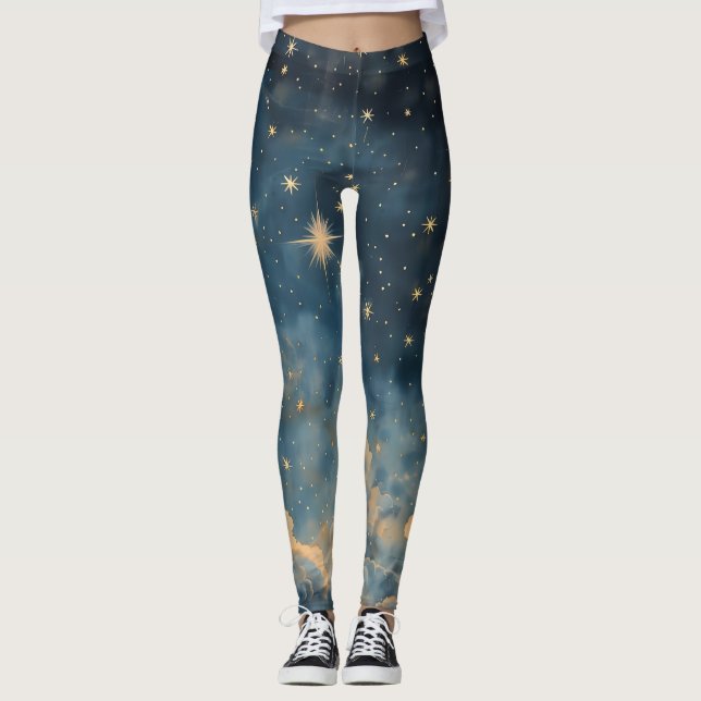 Leggings Golden Twilight Sky Céleste Activewear (Devant)