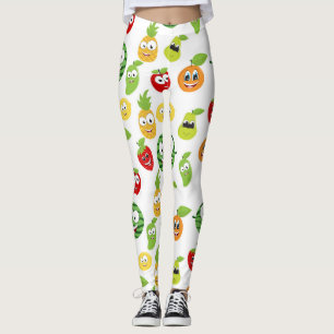 Leggings Gommes de Fruits Drôles avec Motif de Visages