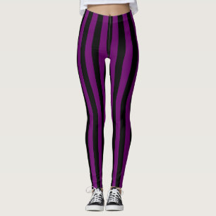 Leggings Goth Noir violet Verticale Large Bande