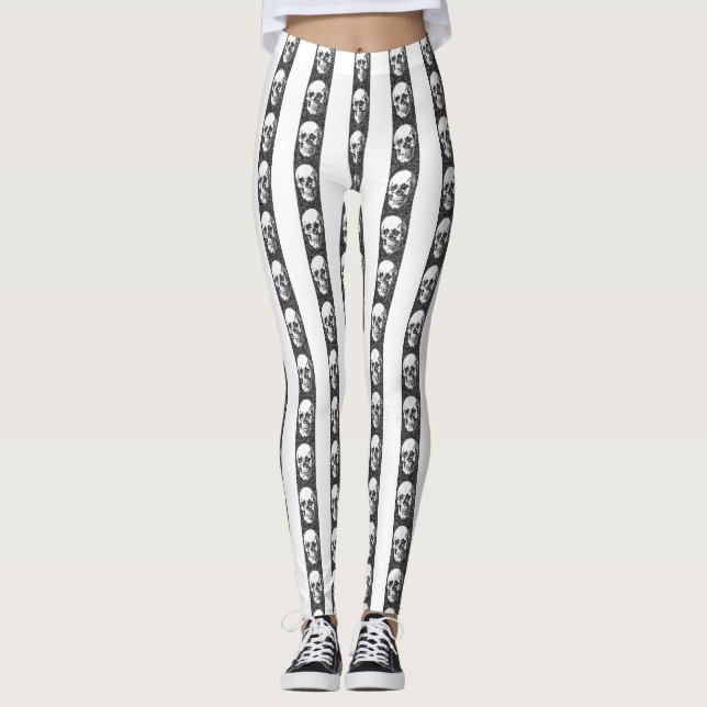 Leggings Gothic striped pattern with skulls (Devant)