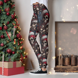 Leggings Gothique Crânes foncées Chapeaux de Noël Gothmas N