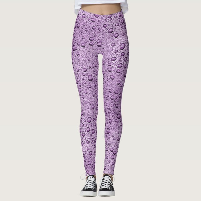 Leggings gouttelettes d'eau violette (Devant)