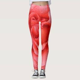 Leggings Gouttes d'eau de rose rouge romantique