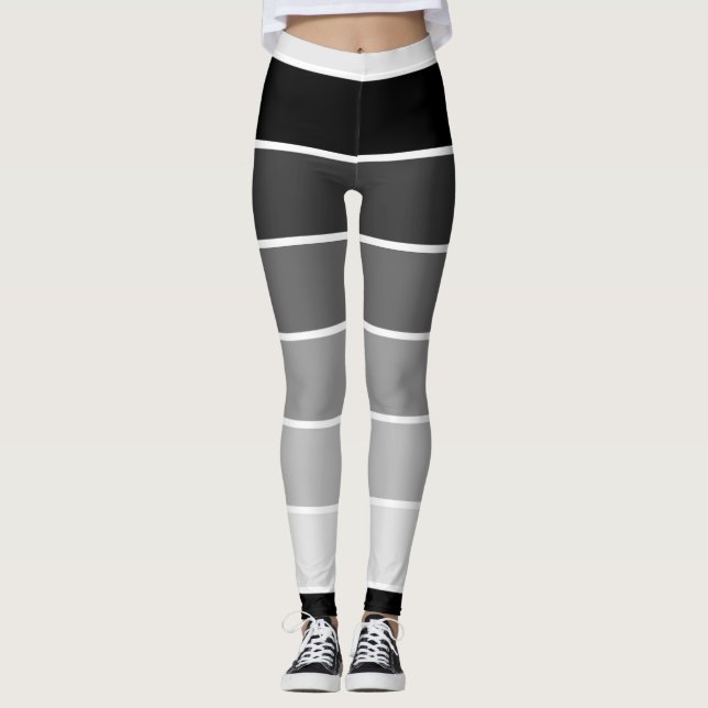 Leggings Gradation Répartie Du Blanc Au Noir (Devant)