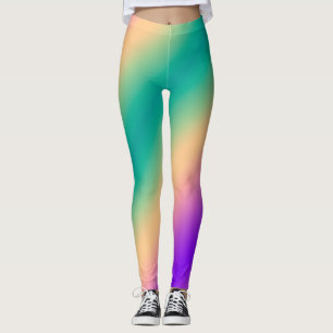 Leggings Gradient ombre green yellow pink purple soft blurr
