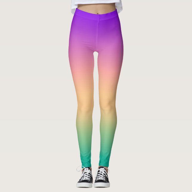 Leggings Gradient ombre green yellow pink purple soft blurr (Devant)