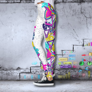 Leggings Graffiti coloré motif   yoga sportif actif