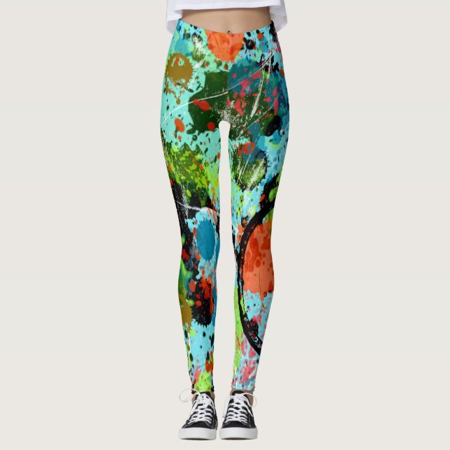 Leggings Graffiti de combat alimentaire Abstrait (Devant)