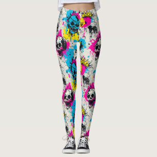 Leggings Graffiti Motif avec des couleurs néon et un terrai